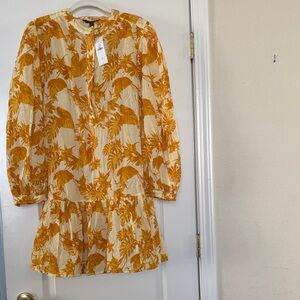 Banana Republic Long Sleeve Dress in Yellow and Cream